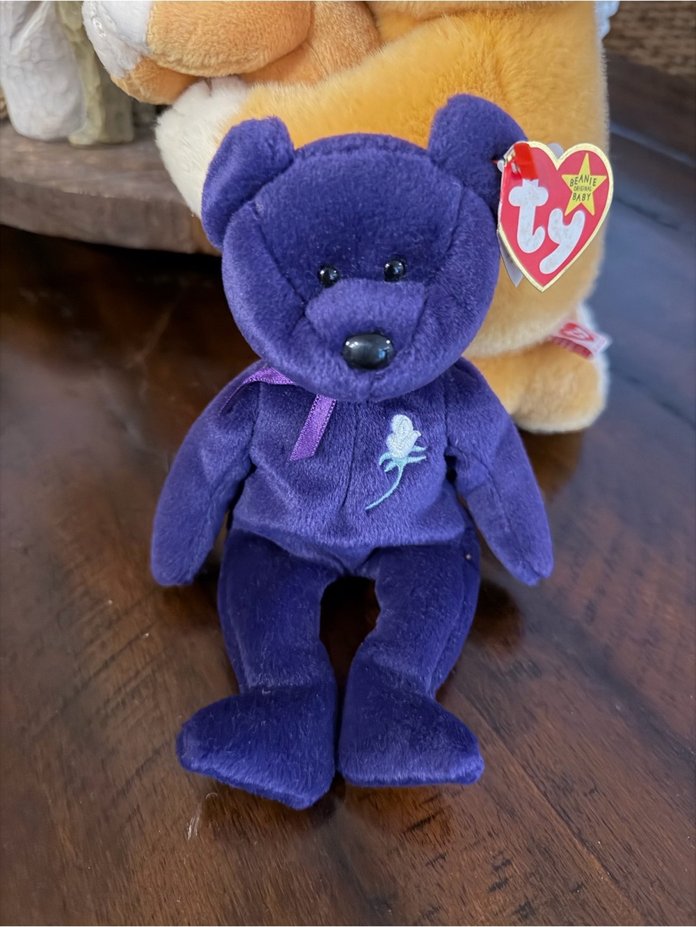 Ty Beanie Baby Plush Teddy Bear - Purple Princess Diana